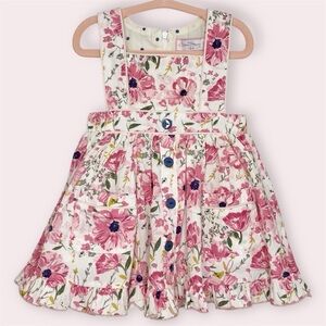 NWT SweetHoney pinafore dress ivory & pink floral twirl size 18 months‎